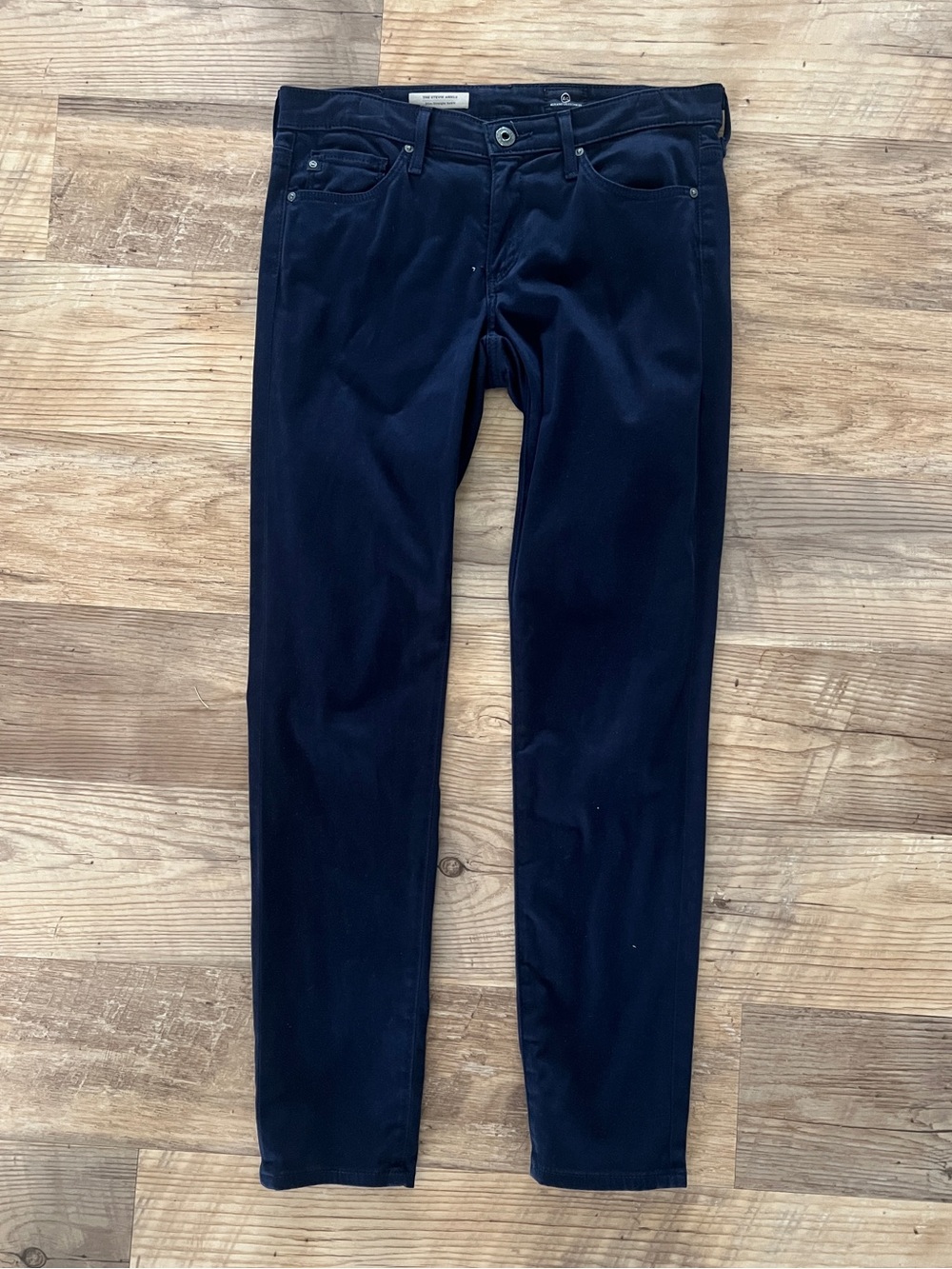 AG Adriano Goldschmied "The Stevie Ankle" Slim Straight Pants in Navy / Midnight